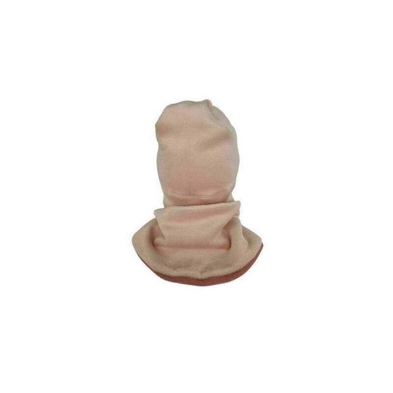 Kidsdecor - set caciula cu protectie gat nou nascut fleece pink, din bumbac
