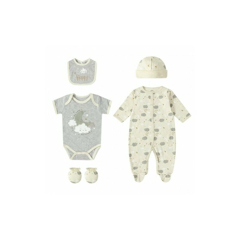 Set cadou bebe 5 piese bumbac model norisori 3-6 luni