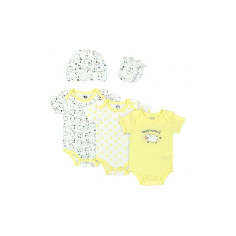 Set cadou bebe 5 piese bumbac model oite 0-3 luni