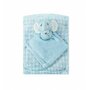 Set cadou pentru bebelusi cu paturica din fleece si jucarie elefantel bleu - 1