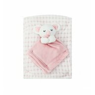 Set cadou pentru bebelusi cu paturica din fleece si jucarie ursulet roz
