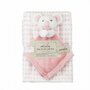 Set cadou pentru bebelusi cu paturica din fleece si jucarie ursulet roz - 4