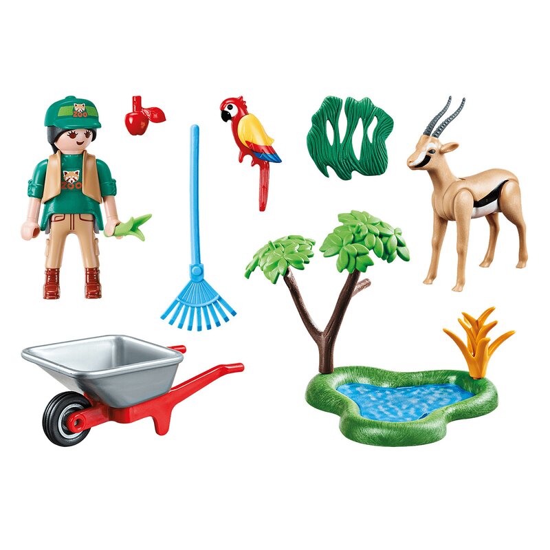 Playmobil - set de constructie fetita si animale cadou zoo family fun