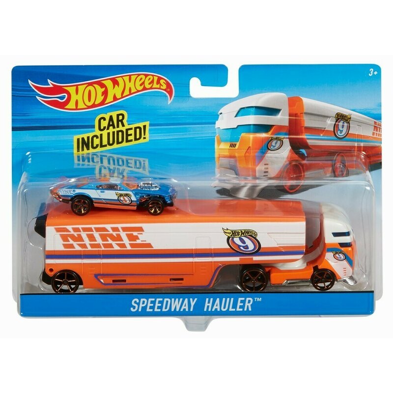 Mattel - Set vehicule Camion , Hot wheels, Cu masina sport Speedway Hauler