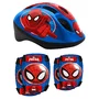 Set casca protectie, genunchiere si cotiere, Stamp, Marvel, Sigure si confortabile, Reglabile, Conform cu EN1078, Marime 50/56 cm, 3 ani+, Spiderman