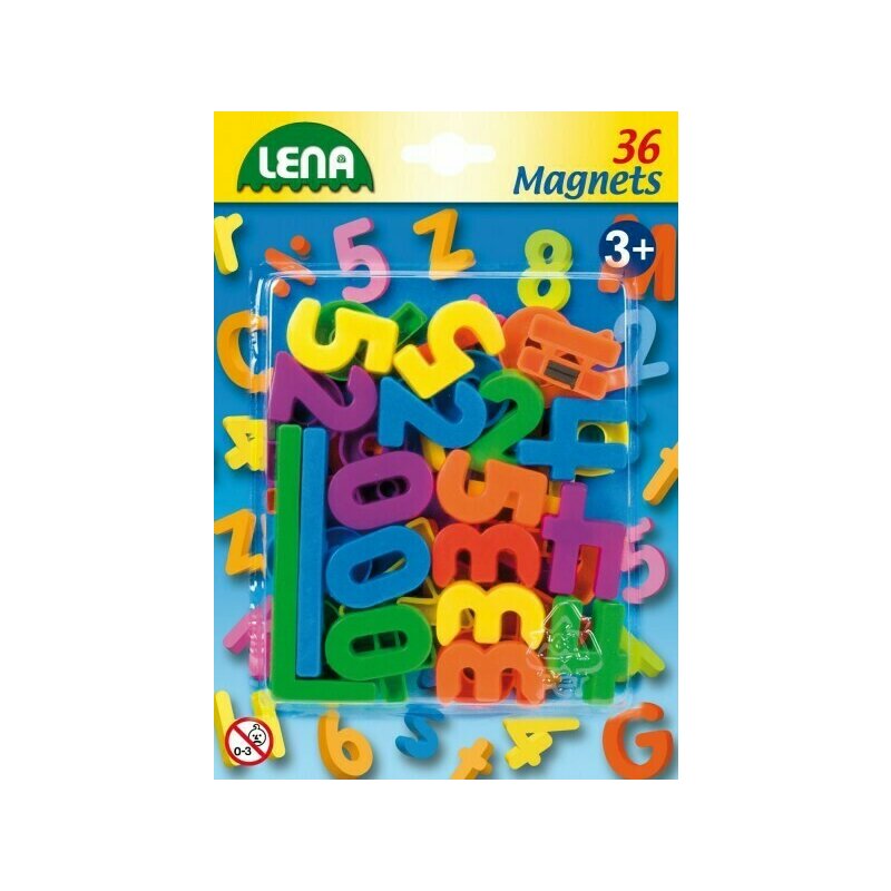 Lena - Set magnetic Cifre si semne matematice 36 piese, 3 cm lungime, Multicolor