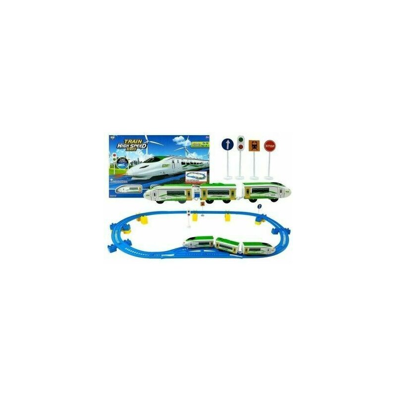 Set circuit tren cu baterii, pentru copii, LeanToys, 5151, 257 cm