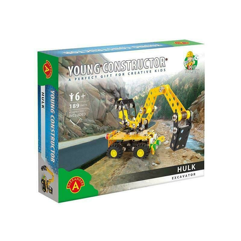 Alexander toys - set de constructie vehicul hulk excavatorul , constructor , 189 piese metalice