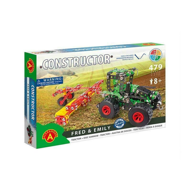 Alexander toys - set de constructie vehicul fred & emily , constructor , 479 piese metalice