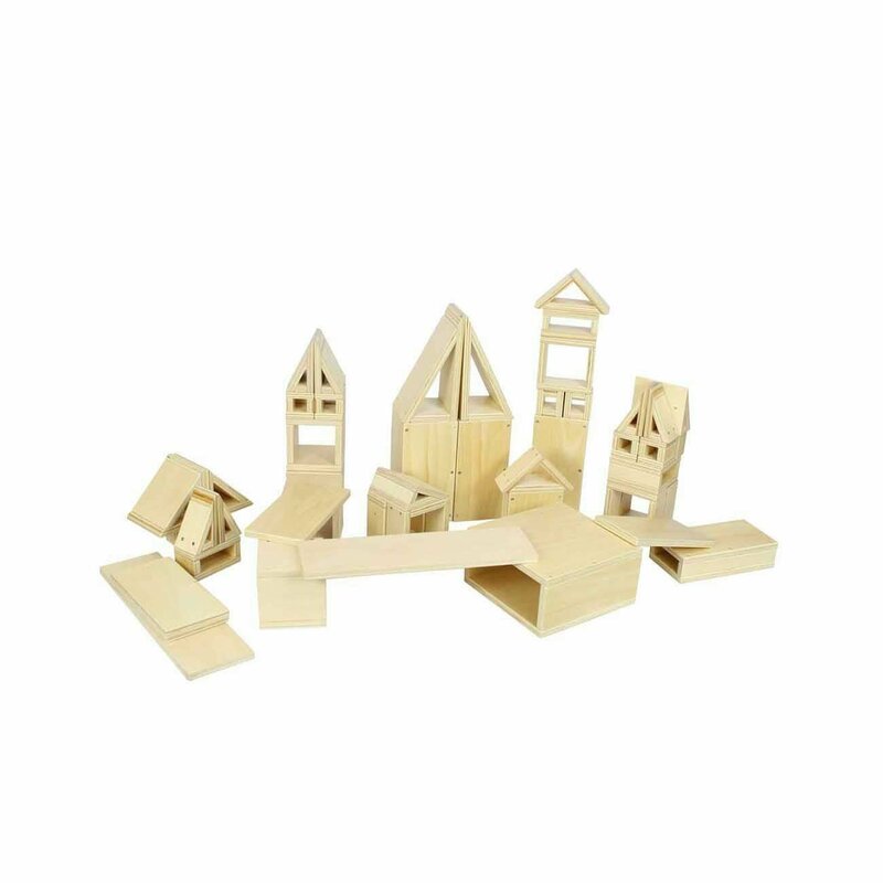 Set constructie 48 cuburi de lemn gigant cu interior gol, +3 ani, Masterkidz