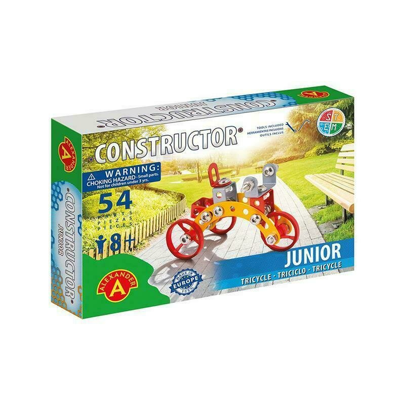Alexander toys - set de constructie vehicul junior tricycle , constructor , 54 piese metalice