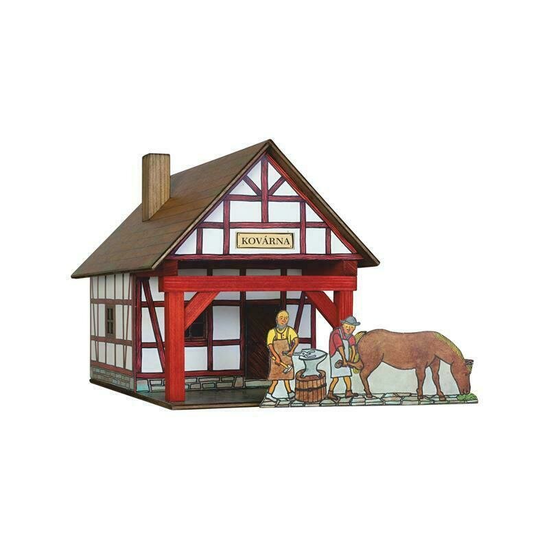 Walachia - set constructie arhitectura fierarie cu grinzi, 39 piese din lemn,