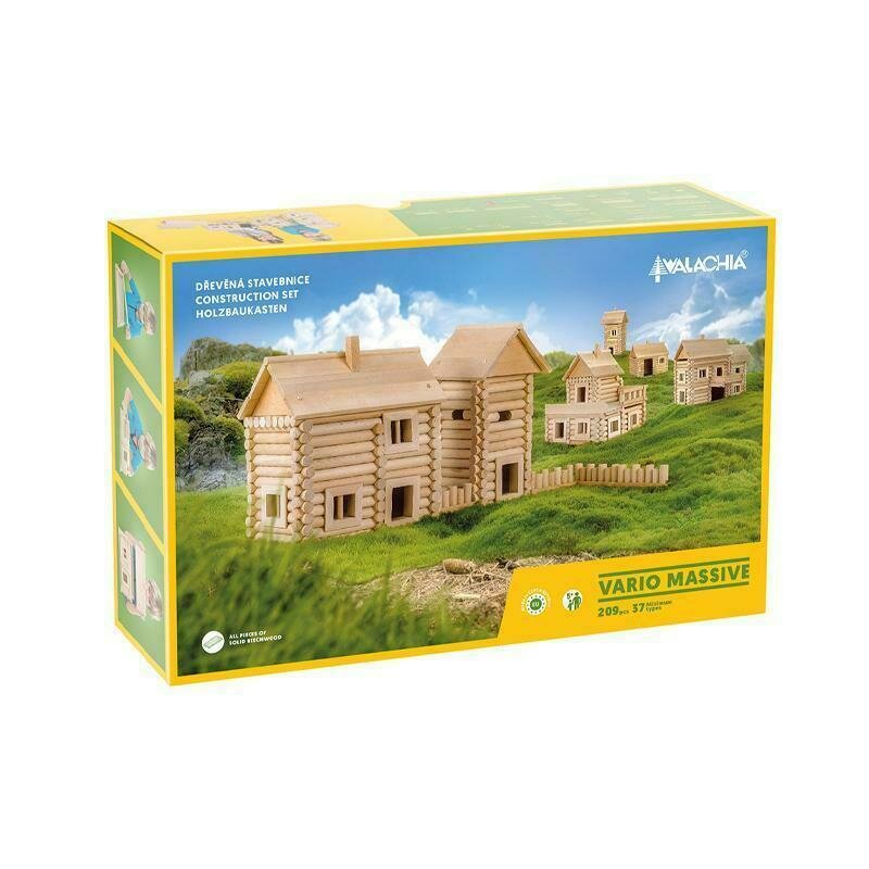 Walachia - set constructie arhitectura vario massive, 209 piese mari din lemn,