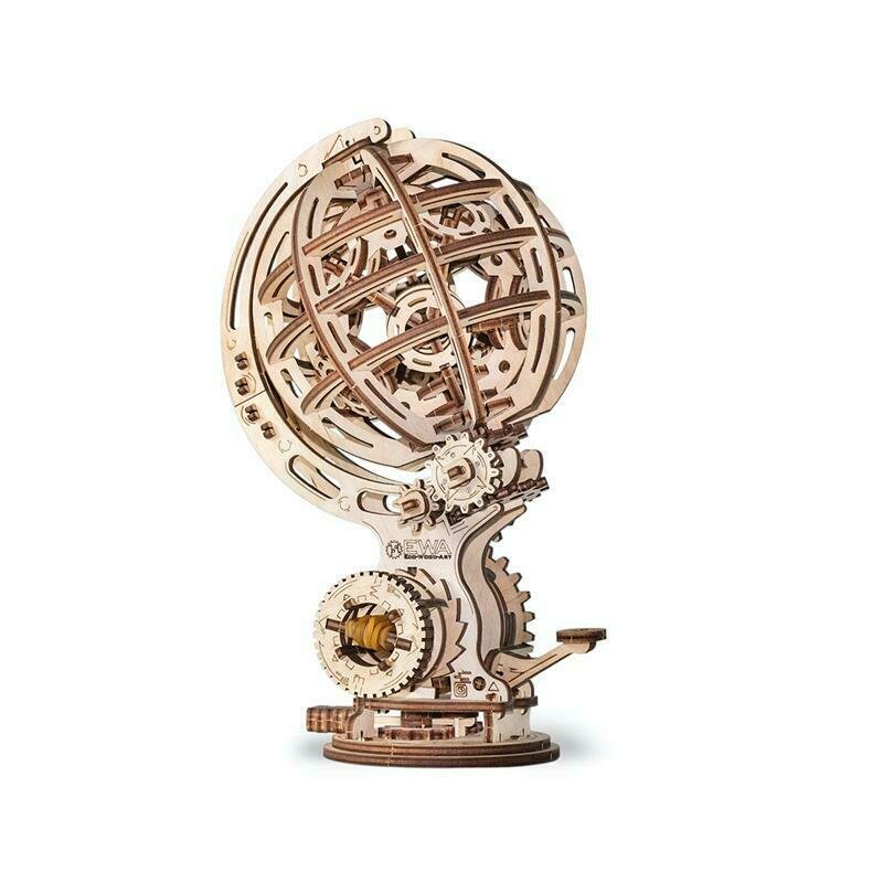 Ewa - puzzle 3d kinetic globe , puzzle copii , cu mecanism din lemn, piese 205