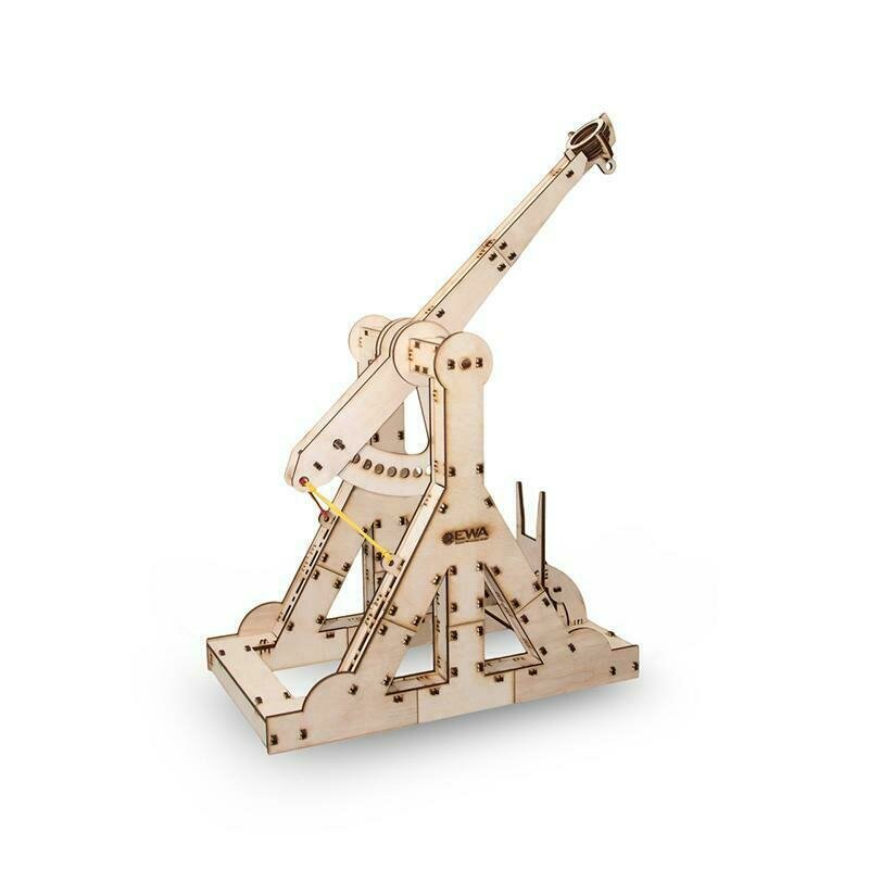 Ewa - puzzle 3d trebuchet , puzzle copii , cu mecanism din lemn, piese 94