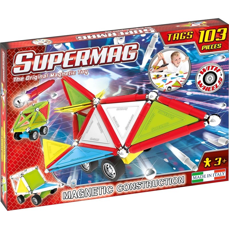 Supermag - set constructie tags wheels, 103 piese