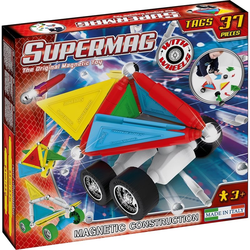 Supermag - set constructie tags wheels, 37 piese