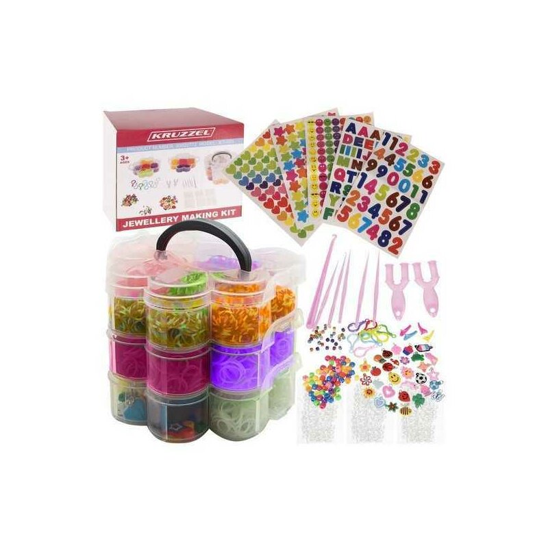 Set creativ elastice loom colorate cu organizator si accesorii, 3000 piese Kruzzel MY18234