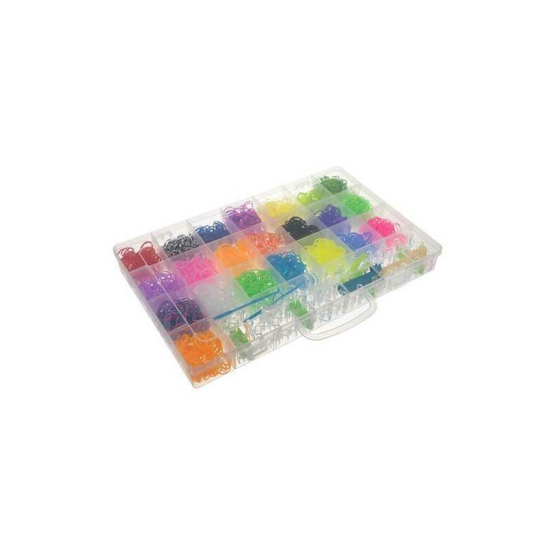 Set creativ elastice loom colorate cu organizator si accesorii, 4400 piese Kruzzel MY18062