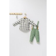 Set cu pantalonasi cu bretele si camasuta in carouri pentru bebelusi King, Tongs baby (Culoare: Verde, Marime: 12-18 Luni)