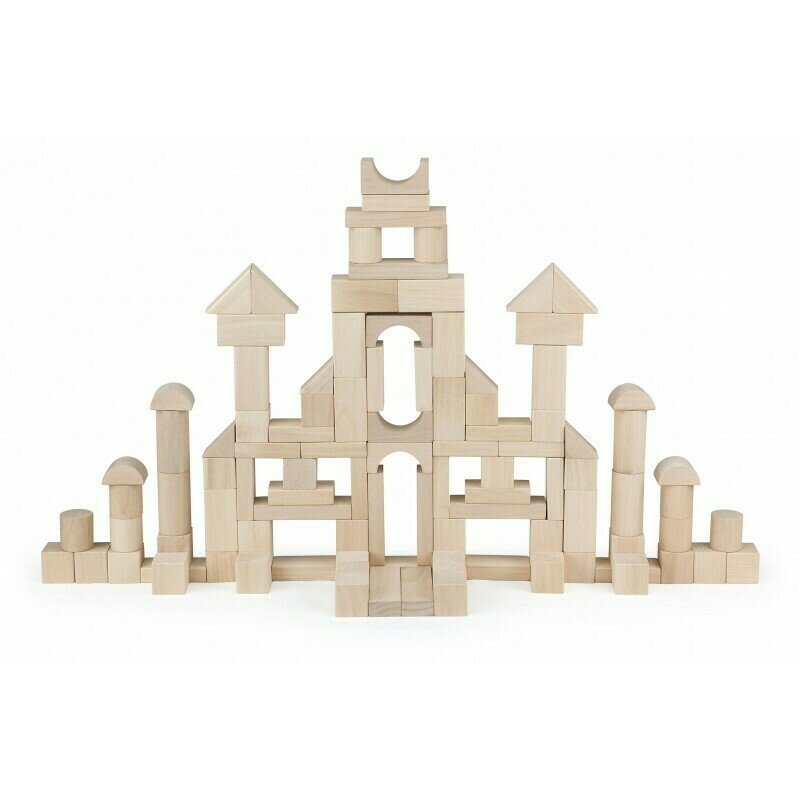 Viga - set de constructie cuburi , 100 buc, 3 cm, natur