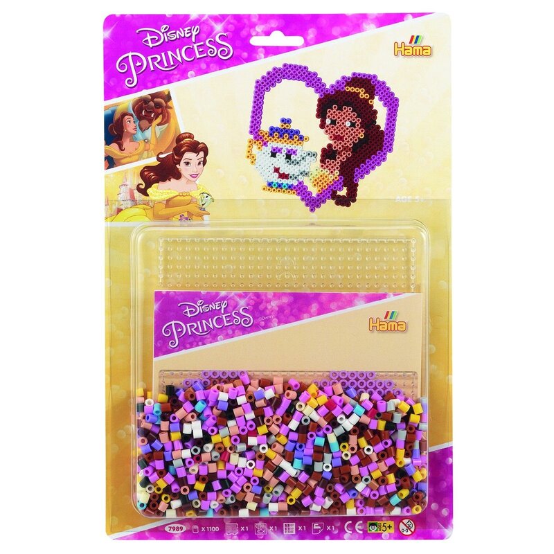 Hama - Set margele de calcat Printesele Disney 1100 buc, Cu planseta patrata, Iin basica Midi