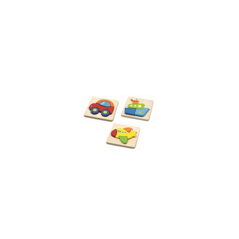 Commotion - puzzle din lemn mijloace de transport 3 in 1 puzzle copii, piese12