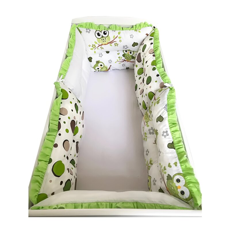 Deseda - set de 6 bucati aparatori protectii laterale patut 120x60 cm bufnite verzi