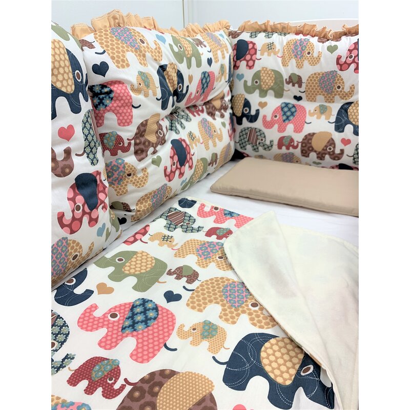 Deseda - set de 6 bucati aparatori protectii laterale patut 120x60 cm elefantei maro