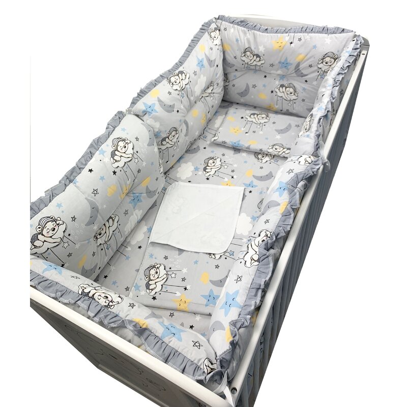 Deseda - set de 6 bucati aparatori protectii laterale patut 120x60 cm ursuleti somnorosi gri