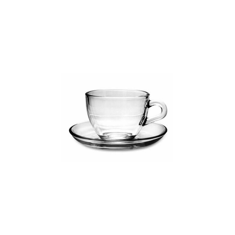 Set de cafea, Pasabahce 97984, 12 piese, 6 cesti si 6 farfurioare, sticla, 90 ml