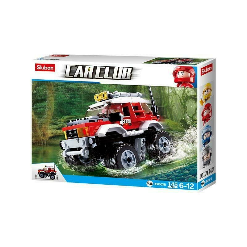 Sluban - set de constructie vehicul macheta masina offroad , 145 piese, rosu