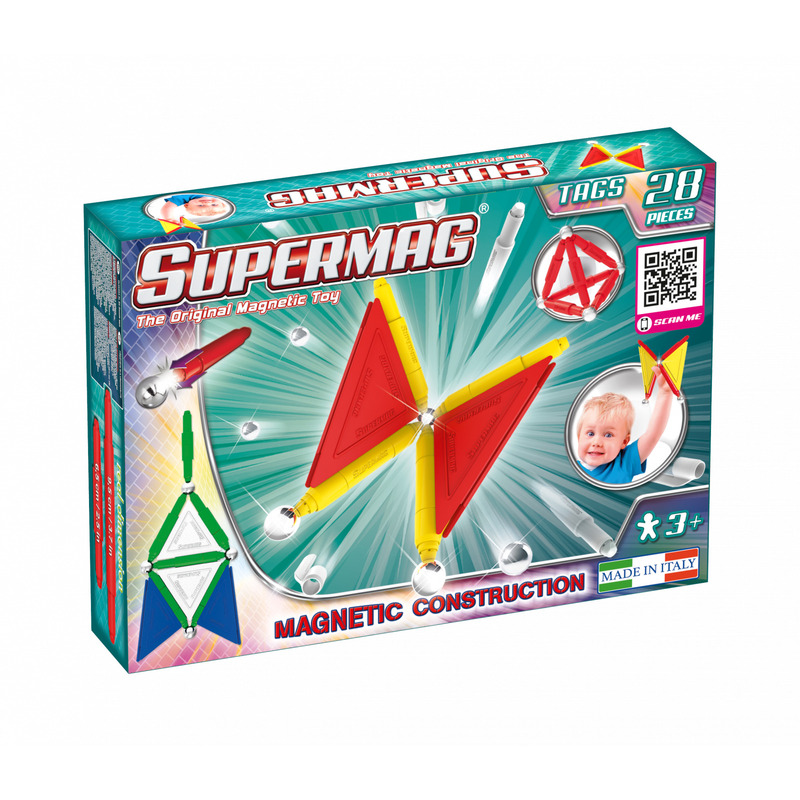 Set de constructie magnetic de baza Supermag Tags 28 piese