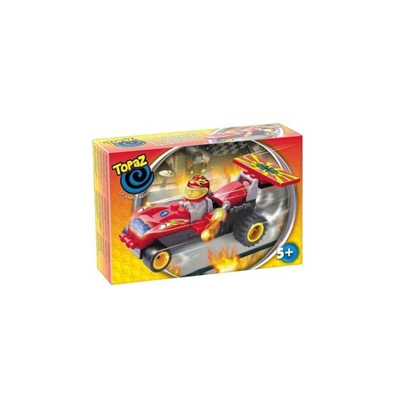 Set de construit tip lego-masina de curse rosie-40 piese