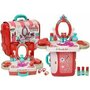 Set de frumuseste cu accesorii, masa de toaleta pentru fetite intr-o servieta rosie, LeanToys, 7374 - 1