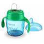 Set de hranire cu 2 piese, Canuta Philips Avent cu tetina de formare, 6 luni+, 200 ml, Verde si  baveta impermeabila cu maneci, Dino - 2