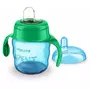 Set de hranire cu 2 piese, Canuta Philips Avent cu tetina de formare, 6 luni+, 200 ml, Verde si  baveta impermeabila cu maneci, Guardian - 2