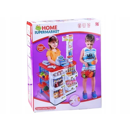 Set de joaca, Jokomisiada, Supermarket, Cu casa de marcat, Cos, Accesorii, 24 piese, 3 ani+, Multicolor