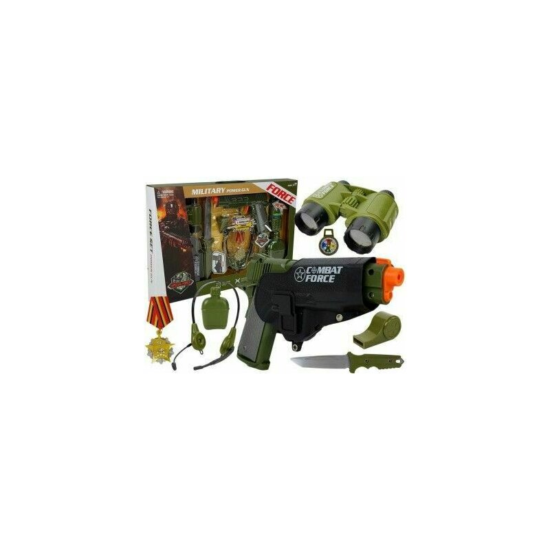 Set de joaca pentru copii, pistol cu toc, binoclu si diverse accesorii de armata, LeanToys, 7865 Diverse Jucarii