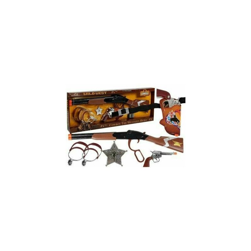 Set de joaca pentru copii, pusca, pistol si accesorii Cowboy LeanToys, 4032