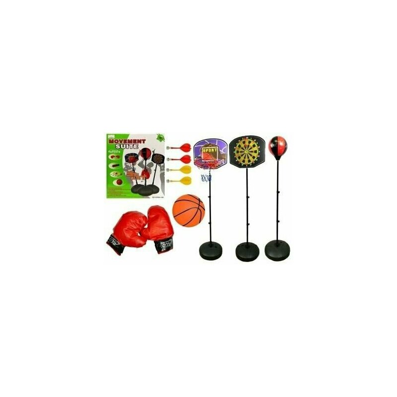 Set de jocuri pentru copii, 3 in 1, Baschet, Darts si Box, LeanToys, 4880