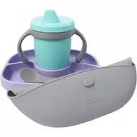 Set de masa complet, BBluv, Set, Include farfurie compartimentata, baveta portabila cu buzunar, Canuta si lingurita, Silicon, Fara BPA, Violet