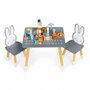Set de masa cu alfabet si doua scaune in forma de iepuras pentru copii Ecotoys WH141 - Gri si natur - 2