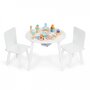 Set de masa cu doua scaune pentru copii si loc de depozitare jucarii Ecotoys WH135 - Alb - 2