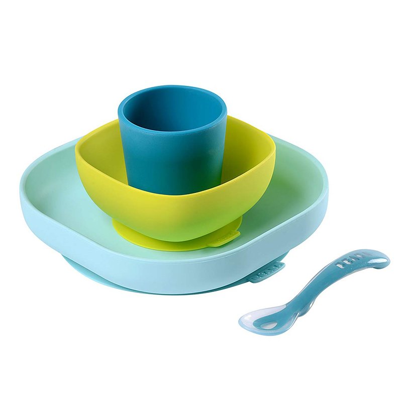 Beaba - set de masa silicon 4 piese, bleu