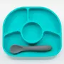 Set de masa, BBluv, Yumi, Farfurie compartimentata si lingurita, Cu 4 compartimente, Fara BPA, Aqua - 3