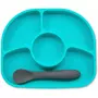 Set de masa, BBluv, Yumi, Farfurie compartimentata si lingurita, Cu 4 compartimente, Fara BPA, Aqua - 1