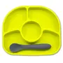 Set de masa, BBluv, Yumi, Farfurie compartimentata si lingurita, Cu 4 compartimente, Fara BPA, Lime