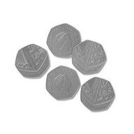 Accesoriu Set de monede de jucarie , 100 buc, 50 penny