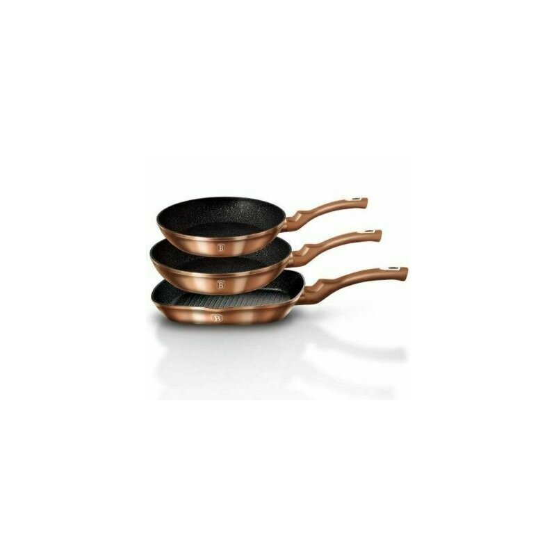 Berlinger haus - Set de tigai marmorate, 3 piese, din aluminiu forjat, Rose Gold Line, , BH 1279